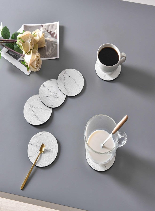 keensoft Coasters for Drinks, Absorbent Coaster Sets of 6, Tabletop Protection Suitable for Kinds of Cups Non-Slip Faux Leather Cup Coasters, 4 Inches, C2 - Image 5